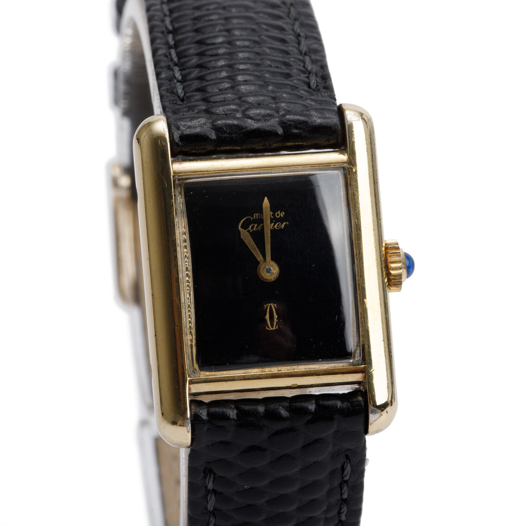 <CARTIER> 18k Gold
Vermeil Must de Cartier Tank Manual-Wind
Watch w/ Box