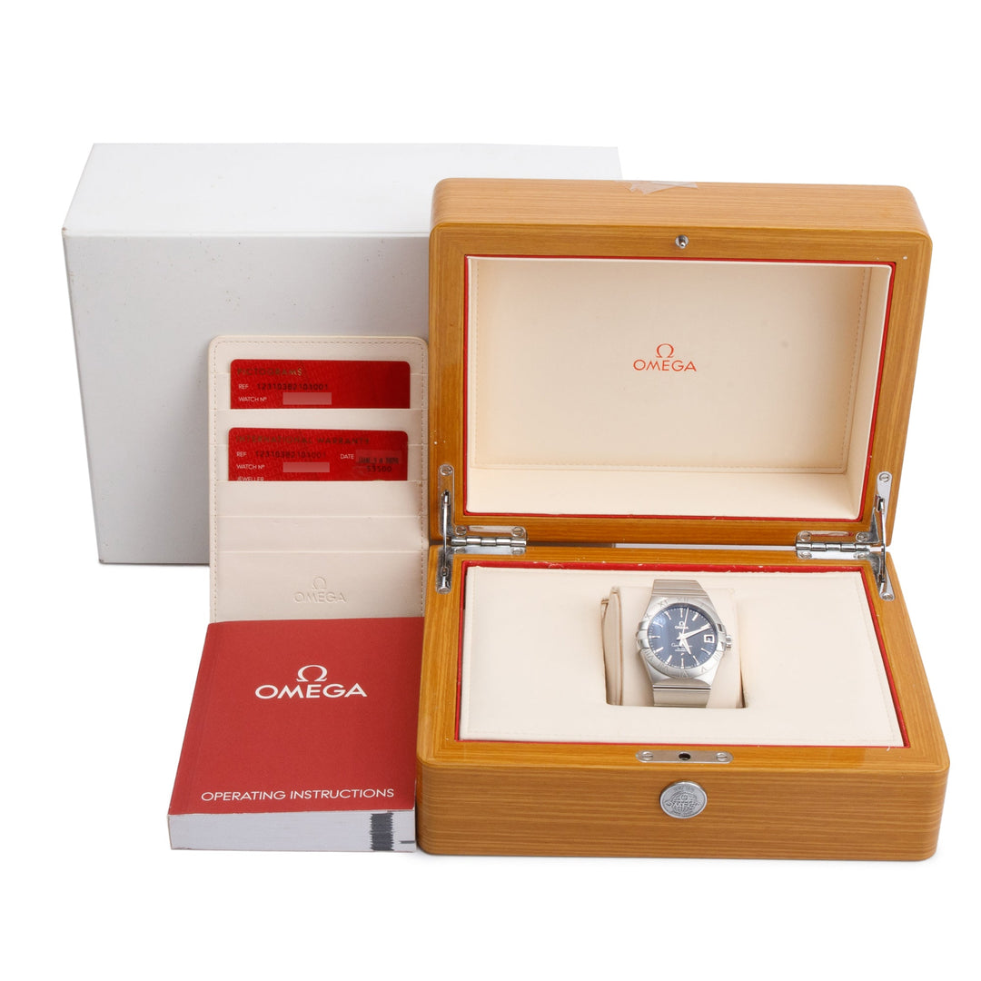 <OMEGA> Constellation Black Dial 38 MM Co-Axial Chronometer Automatic Watch w/ Box & Papers