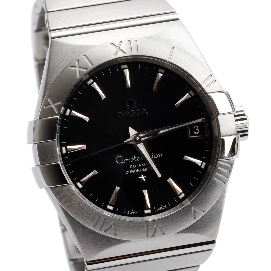 <OMEGA> Constellation Black Dial 38 MM Co-Axial Chronometer Automatic Watch w/ Box & Papers