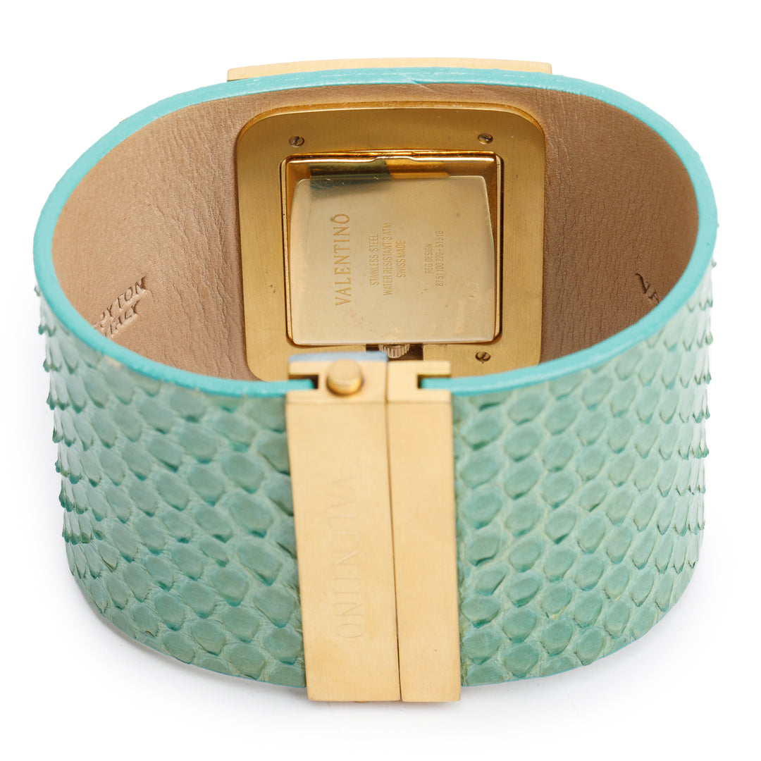 <VALENTINO> Green Python w/ Swarovski Crystals & Turquoise