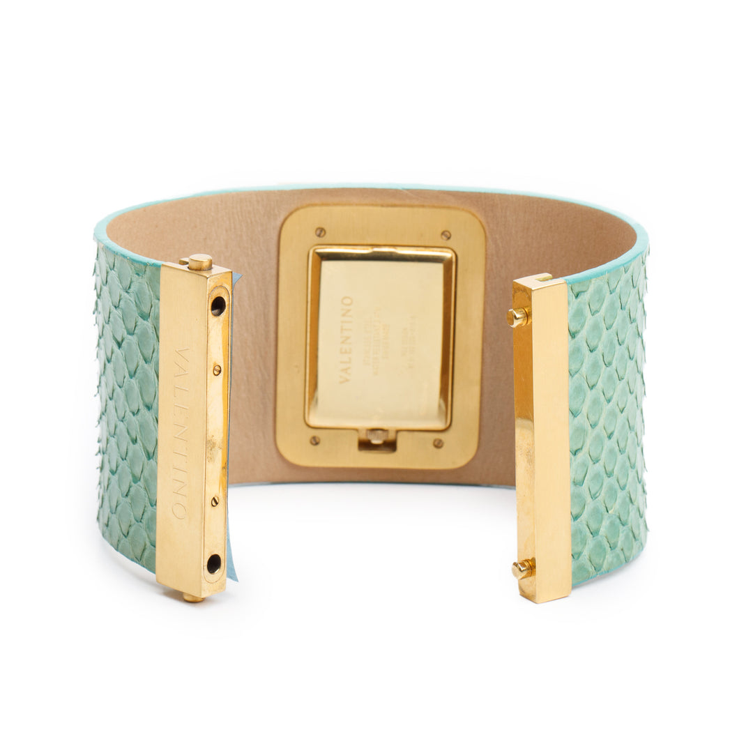 <VALENTINO> Green Python w/ Swarovski Crystals & Turquoise