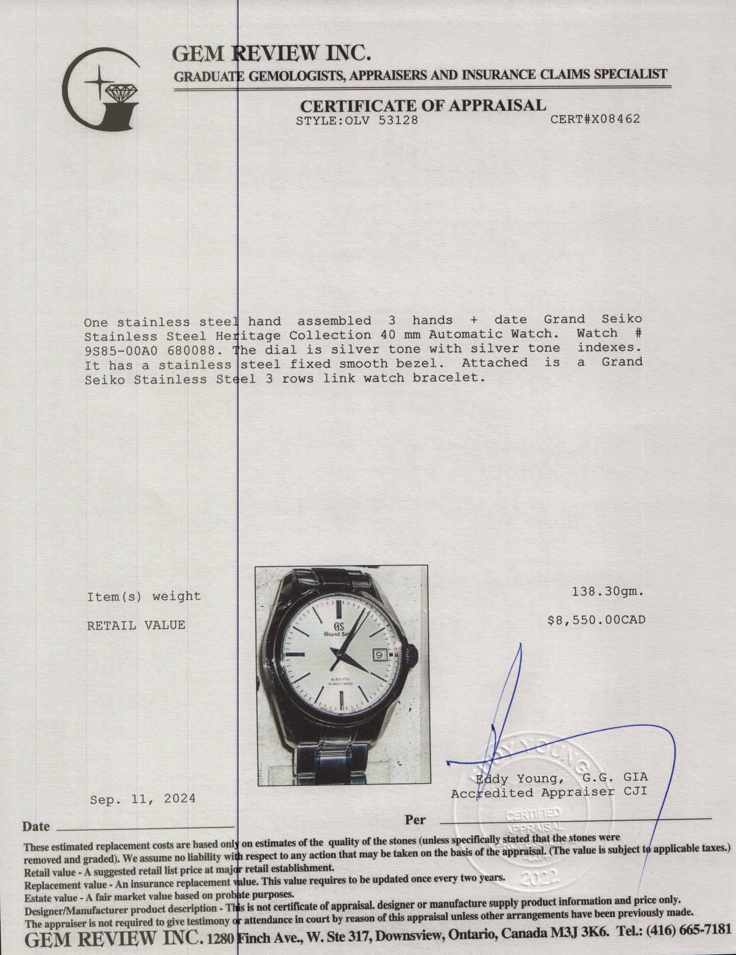 <GRAND SEIKO> Heritage 40mm Hi-Beat Automatic w/ Box & Papers