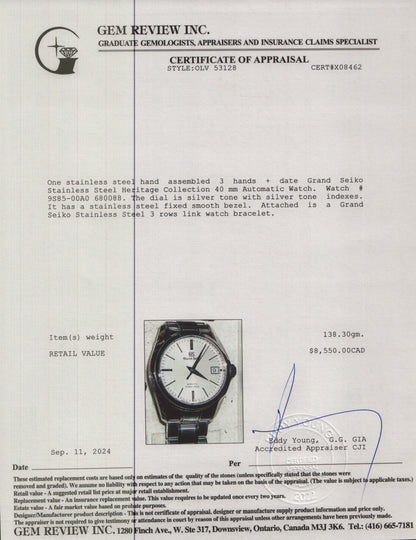 <GRAND SEIKO> Heritage 40mm Hi-Beat Automatic w/ Box & Papers