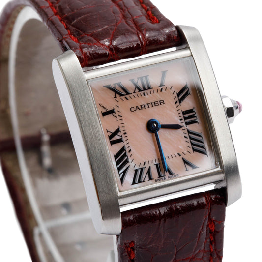 <CARTIER> Tank Francaise w/ Pink Mother of Pearl Dial Quartz Watch