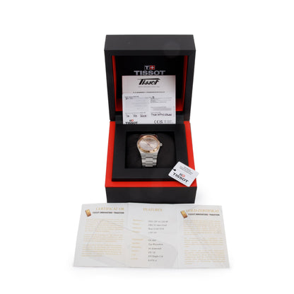 <TISSOT> PRX 18k Rose Gold Bezel & Diamond Dial 35mm Powermatic w/ Box & Papers