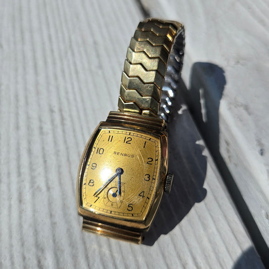 <BENRUS> Vintage 1940's 14K GF Mechanical Watch