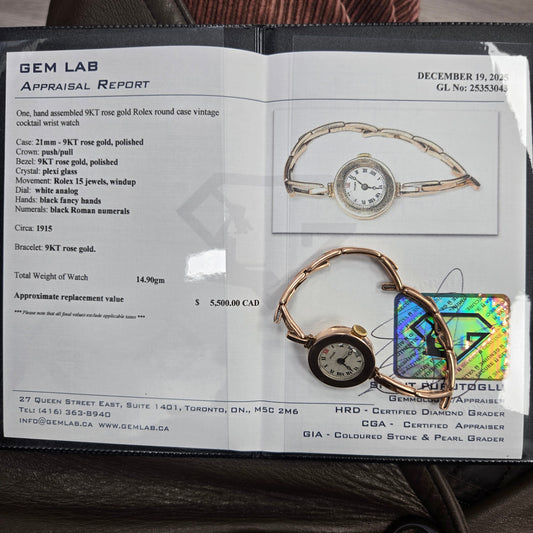 ROLEX 9k Gold Antique Circa 1915