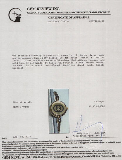 <GUCCI> Double G Bangle Watch
